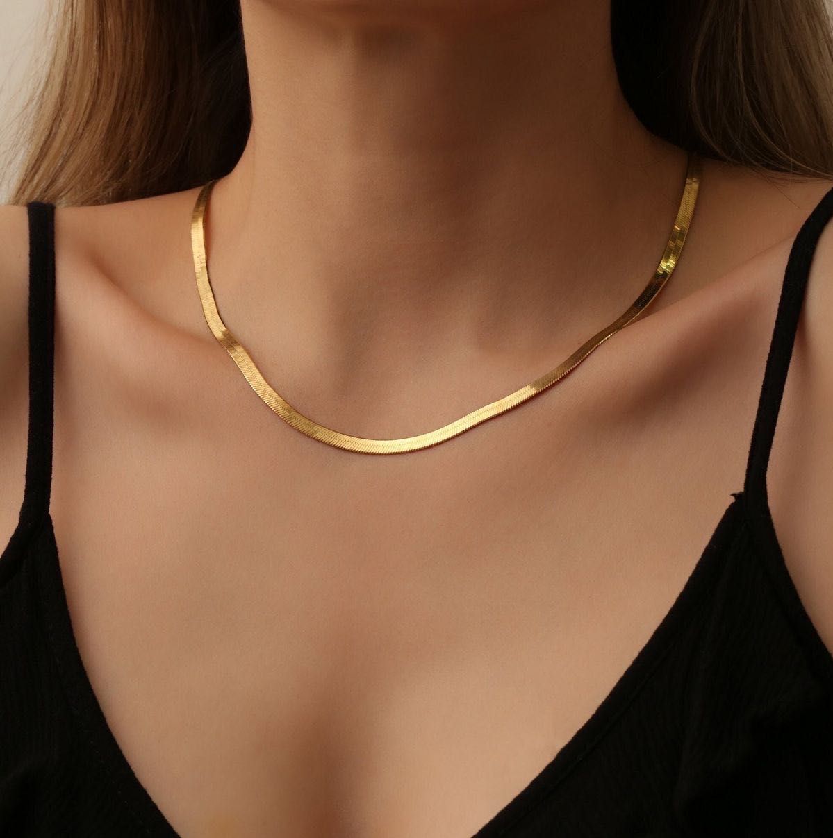 Elegant Gold-Tone Snake Chain Necklace