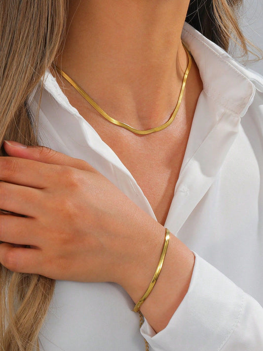 Elegant Gold-Tone Snake Chain Necklace
